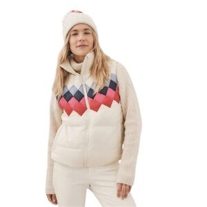 Marine Layer Archive Sierra Puffer Vest Fair Isle Quilted Antique White XS